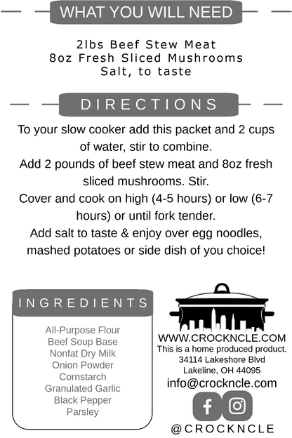Beef Tips Gravy Crockpot Meal Packet Crock'n CLE